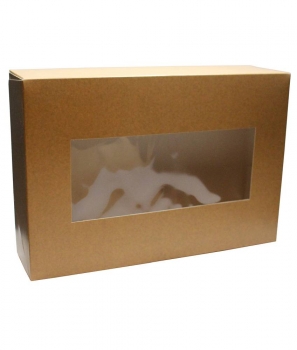Kuchenverpackung mit Sichtfenster natur gross, für Mehlspeisen, 28x19x7cm